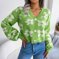Jesenski džemperi za žene Moderni fit džemper kardigan rad s V-izrezom kardigan džemper zeleni s