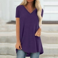 Ženska duga košulja majica s kratkim rukavima Preveliki vrhovi velike veličine Ljetni V-izrez casual labava bluza