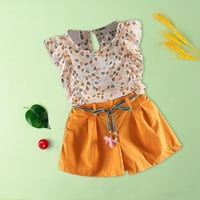 Toddler Girl Crop Tank Top Outfit Summer Nove Girls Fashion Chifon odijelo Cvjetna polka dot odijelo leteći rukavi