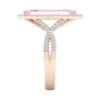 Imperijalni dragulj 10K ružičasto zlato smaragd rezano ružičasto ametist ct tw dijamant Halo Ženski prsten