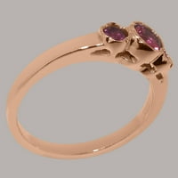 Ženski prsten od prirodnog ružičastog turmalina od ružičastog zlata 10K britanske proizvodnje - opcije veličine-veličina