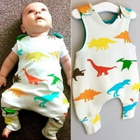 Novorođena dječaci Dinosaur Romper bodisuit kombinezon odjeća za sunčanje bijela 0- MJESECA
