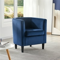 TopEakMart bačva u obliku bačve, tapecirana baršunasta klupska stolica, plava