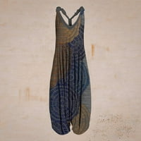 Ženski kombinezoni U Stilu Binder, ljetni modni kombinezoni s vintage printom bez leđa, široki kombinezoni s izrezom