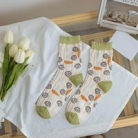 Čarape za jesen i zimu za žene, pamučne čarape srednje duljine sa slatkim cvjetnim printom, prozračne udobne čarape