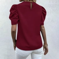 Ženske majice s okruglim vratom s printom bluza casual Ženska Moda ljetna tunika kratkih rukava vinski vrhovi