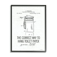Vintage Dijagram kupaonice Točan način visi toaletni papir uokviren umjetnički ispis crteža