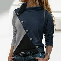 Ženski topli džemper s čupavim ovratnikom u boji gradijenta u boji, jednobojna ležerna košulja dugih rukava, pametna
