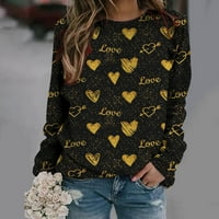 Majica za žene s okruglim vratom s dugim rukavima preveliki pulover s grafičkim printom slatkog srca za Valentinovo