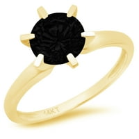 Vjenčani prsten okruglog reza od crnog prirodnog žutog zlata 14k okruglog reza, veličina 7,75