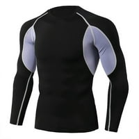 Muški pulover za trčanje s brzim sušenjem od tkanine za fitness s okruglim vratom dugih rukava jednobojni tanki