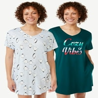 JOYSPUN Ženske košulje za spavanje s kratkim rukavima, 2-pack, veličine S do 2x 3x