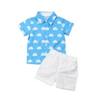 $ 2/ ljetna majica s kratkim rukavima s kratkim rukavima u obliku oblaka za dječake, komplet jednobojnih kratkih
