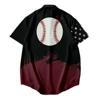 Muške havajske majice, majica kratkih rukava s gumbima, bejzbolske košulje 4. srpnja, prošivene košulje s američkom