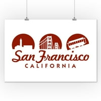 San Francisco, Kalifornija - Retro Skyline - Triptic - Umjetničko djelo Lantern Press