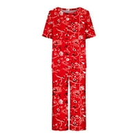 Dyegold pidžama setovi za žene meka ljetna odjeća cvjetna košulja s kratkim rukavima i capri hlače salon podudaranje