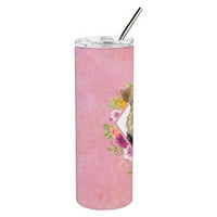 4204 Airedale terijer ružičasti cvjetovi čaša od nehrđajućeg čelika, unca, višebojna