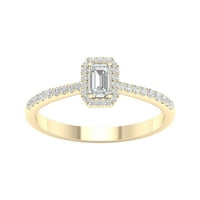 Imperial ct tdw smaragdni dijamantni halo zaručnički prsten u 10k žutom zlatu