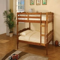 Američki namještaj krevet na kat od drveta Maren, Blizanac, hrast