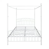 Krevet s baldahinom s baldahinom, okvir kreveta s metalnom platformom s uzglavljem i podnožjem, kapaciteta 600