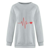 Majice s dugim rukavima Za Žene, majice za Valentinovo, grafičke majice s elektrokardiogramom, široke majice,