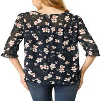 Jedinstveni prijedlozi ženska šifonska bluza s cvjetnim printom s volanima na rukavima