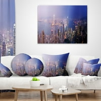 DesignArt Hong Kong iz dana u noć - Jastuk za bacanje fotografija Cityscape - 12x20