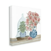 Stupell cvjetni aranžman ukrašena vaza botanička i cvjetna galerija slikanja omotana platna za tisak zidne umjetnosti