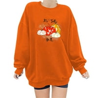 Twishojeve za tinejdžerke modne modne rukave s dugim rukavima Halloween Print labave narančaste dukseve xxl