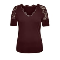 Lovskoo ljetni vrhovi za žene čipkaste košulje trendi kratki rukav ukrašavanje ramena pulover v vrat dno bluza