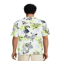 Muška Resort košulja na kopčanje s prednjim prednjim printom s kratkim rukavima, veličine od 3 inča