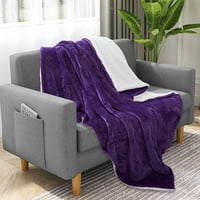 Sherpa Fleece pokrivač blizanačka veličina, mekana topla plišana deka za kauč na kauču, ljubičasta