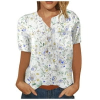 Rasprodaja vrhova plus size bluza s printom kratkih rukava Ležerne ženske široke bluze s izrezom u obliku slova