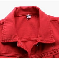 Crveni spremnici za usjeve za žensku čvrstu boju traper košulja bez rukava prsluk labava traper jakna