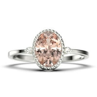 Prekrasan boho i hipi 1. karat ovalni rez morganit i dijamantski moissanitni zaručnički prsten, vjenčani prsten