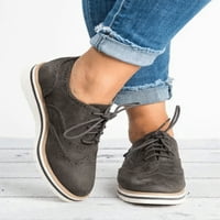 Ženske ravne cipele, brogovi na vezanje, Ležerne cipele sa šiljastim prstima, Vintage prozračne kožne cipele za