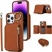 Za CrossBody iPhone Pro Case Wallet s držačem za zglobove na ramenu kože kože kože torbice s zatvaračem Torbe