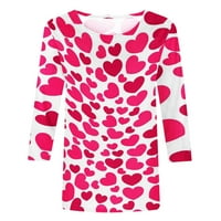 Majice s dugim rukavima s printom srca za žene puloveri s okruglim vratom dukserice grafička raglan bluza za Valentinovo
