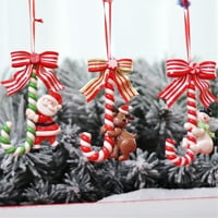 Božićni slatkiši ukrasi, snjegović Djeda Mraza držeći bombon trsku s Bowknot slatkim privjescima
