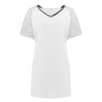 Čišćenje ljetnih haljina za žene odmor čvrstim kratkim rukavima Mini V-izrez White s