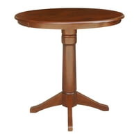 _ Stol s okruglim postoljem visokim 36 inča i stolicama visokim poput radne površine-Set - Espresso