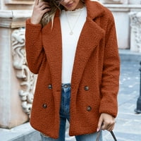 Žene zimske kapute Žene modni gumb s dugim rukavima džep Lamb Lamb casual solid boja kaput