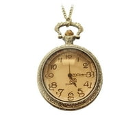 Vintage starinski stakleni tamno smeđi kvarcni Džepni sat za žene muški nakit poklon novi