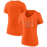 Ženska majica s izrezom u obliku slova U i narančastim gornjim dijelom marke