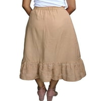 Glookwis Women Ruffle suknje casual maxi suknja Boemian Vintage Swing gumb dolje