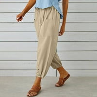 Lanene hlače od donjeg rublja za žene Capri hlače za slobodno vrijeme Ležerne široke hlače za plažu ženske ljetne