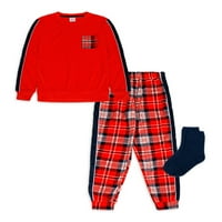 Wonder Nation Boys Velor košulja s dugim rukavima, hlače i pidžama za čarape, komad, veličine 4- & Husky