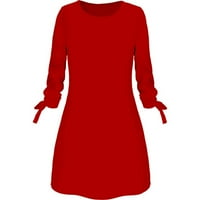 Ženska modna jednobojna elegantna haljina ravne siluete s lukom, proljetne labave mini haljine
