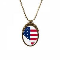 Amerika Karta SAD zvijezde pruge Zastava Antikna ogrlica Vintage Privjesak za ključeve s privjeskom od perli