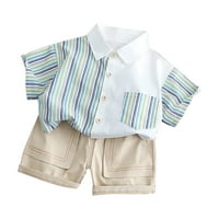 Majica s reverom u boji za malu djecu, odijelo kratkih rukava, muške ljetne Ležerne kratke hlače za malu djecu,